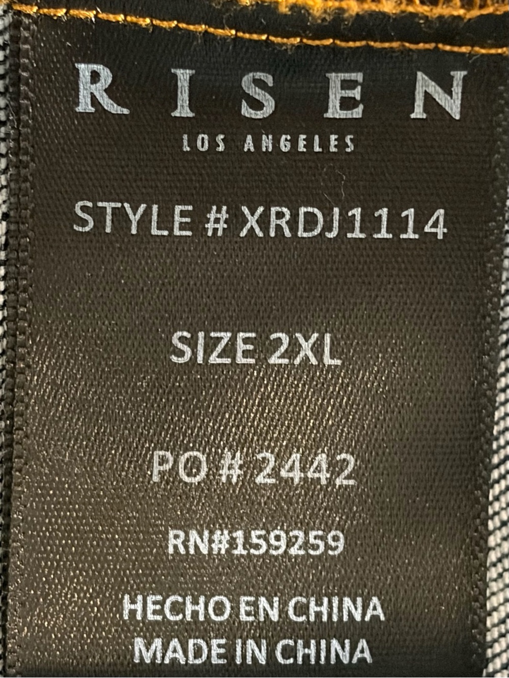 Risen "The New Essentials" Distressed Dark Blue Denim Jacket (2XL) - Picture 4 of 5